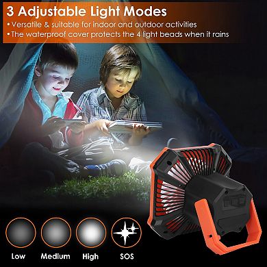 All-in-one Portable Camping Lantern Fan - 10000mah Battery Powered