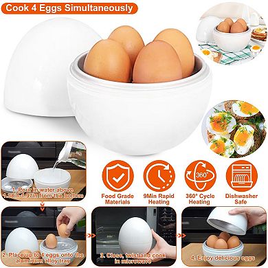 White, Microwave Egg Boiler Ball Shape Cooker