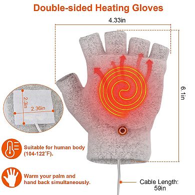 Usb Wool Heated Gloves Half Fingerless Mitten Style, Electric Heated