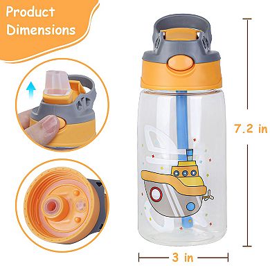Kids, 16.2oz, Leak-proof Water Bottle With Straw