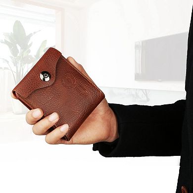 Men's, Brown, Slim Rfid Blocking Bifold Wallet With Card Holder Cases, 2 Id Windows