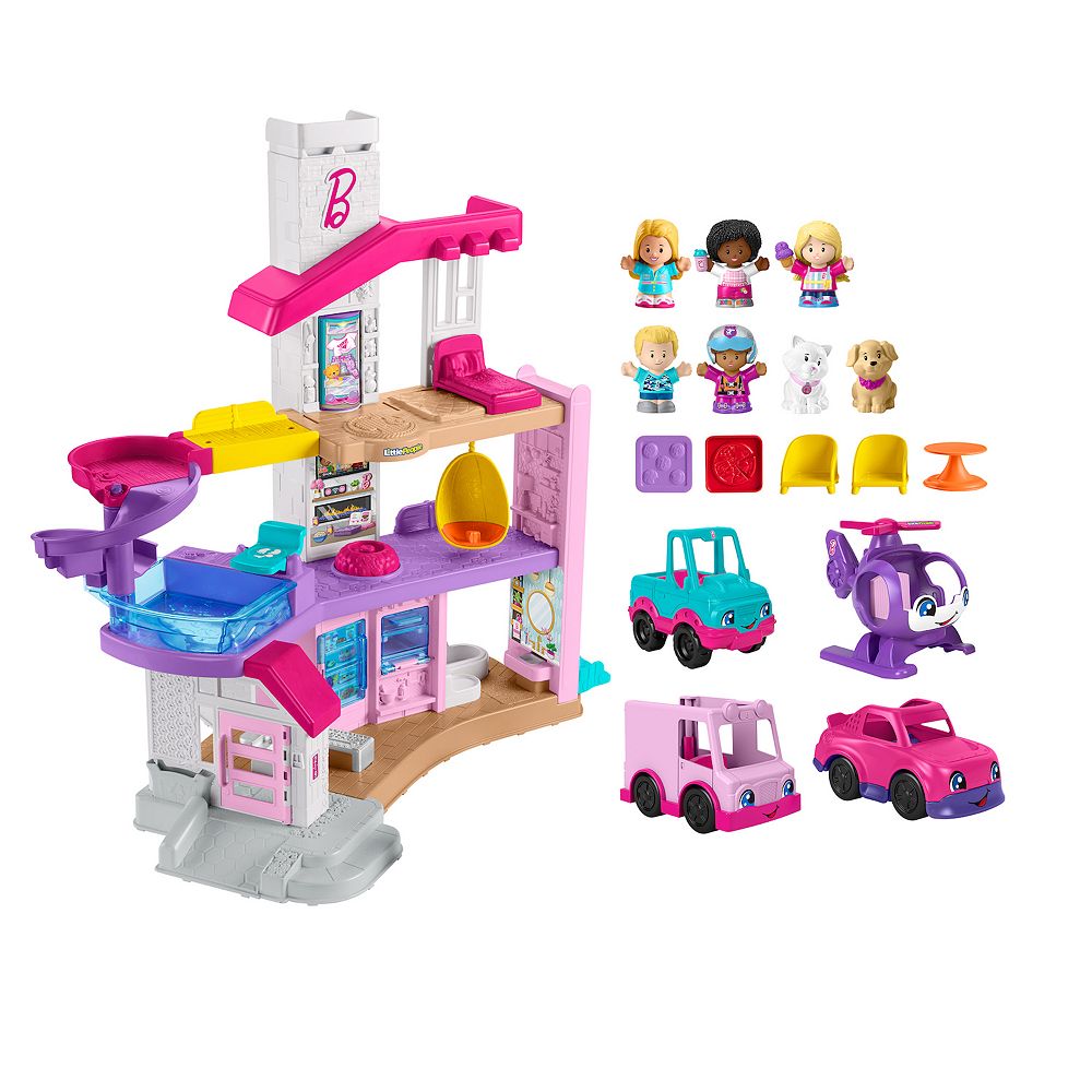 Fisher Price Little People Barbie Dream House Playset with Vehicles Figures 12 piece Set