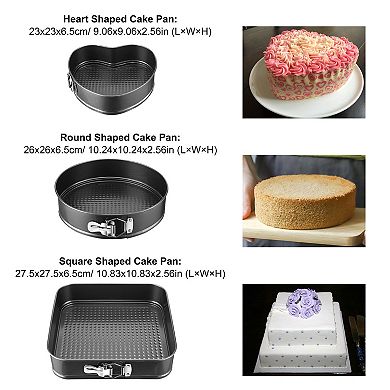 Black, Non-stick Springform Cake Pan Leakproof Bakeware Pan Set Of 3
