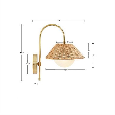 Rattan Weave Wall Sconce Gold Finish Wall Lamp