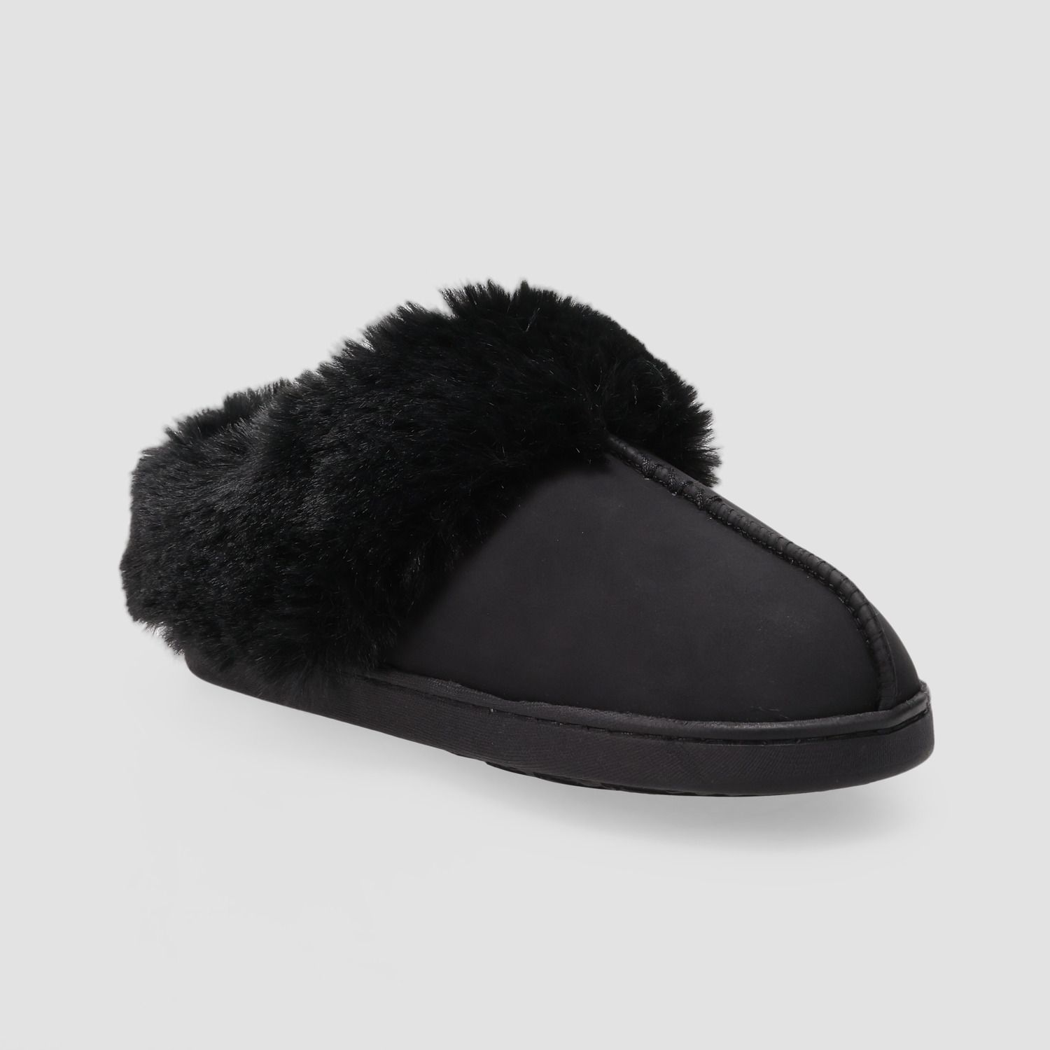 Женские тапочки LC Lauren Conrad Allis Faux Fur Cuff Clog Slippers, цвет: Чёрный — фото 1