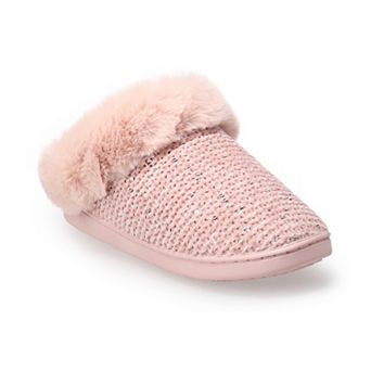 LC Lauren Conrad Allis Faux Fur Cuff Clog Women's Slippers
