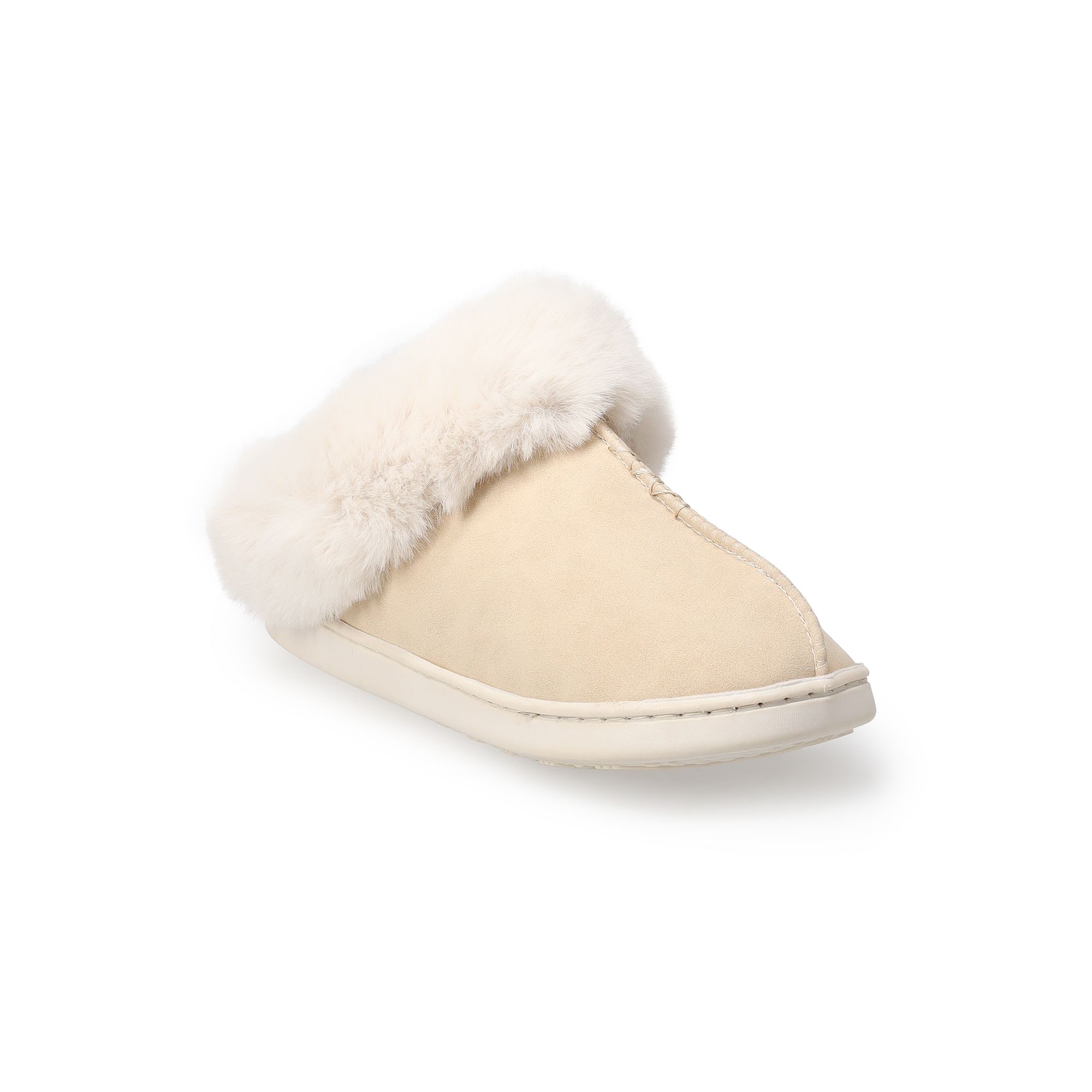 LC Lauren Conrad Allis Faux Fur Cuff Clog Womens Slippers, Size: XS, Ivory