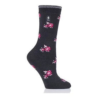 Women's Heat Holders Ultra Lite 3X Warmer Floral Crew Socks