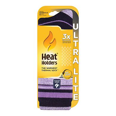Women's Heat Holders Ultra Lite 3X Warmer Stripe Crew Socks