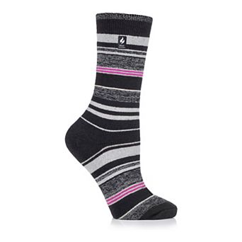 Women's Heat Holders Ultra Lite 3X Warmer Stripe Crew Socks