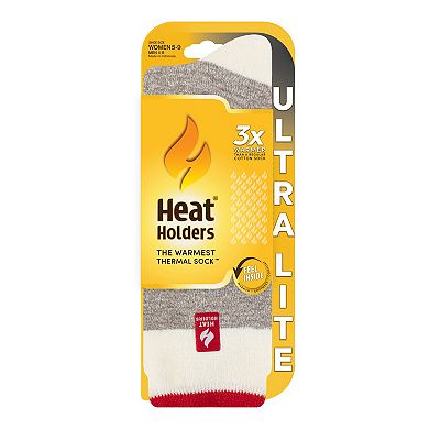Women's Heat Holders Ultra Lite 3x Warmer Cream Block Twist Crew Socks