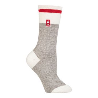 Women's Heat Holders Ultra Lite 3x Warmer Cream Block Twist Crew Socks