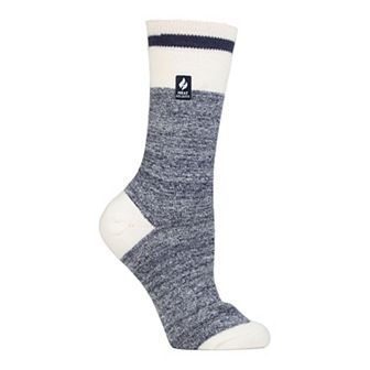 Women's Heat Holders Ultra Lite 3x Warmer Cream Block Twist Crew Socks