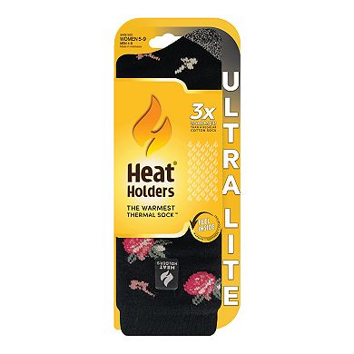 Women's Heat Holders Ultra Lite 3x Warmer Flower Crew Socks