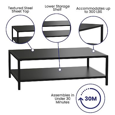 Taylor & Logan Collier Indoor / Outdoor Metal Patio Table with Storage Shelf