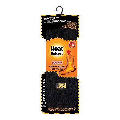 Women's Heat Holders Lite Worxx 5x Warmer Reinforced Heel and Toe Crew Socks size 8-13