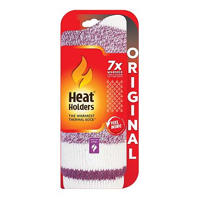 Women's Heat Holders Original 7x Warmer Cream Block Twist Crew Socks size 8-13