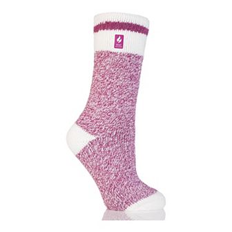Women's Heat Holders Original 7x Warmer Cream Block Twist Crew Socks size 8-13