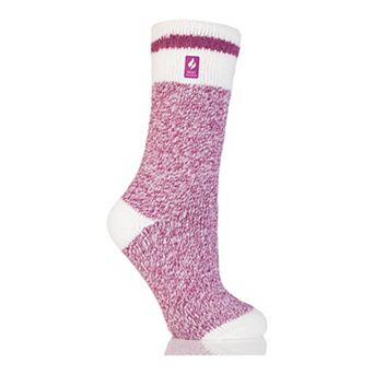 Women's Heat Holders Original 7x Warmer Cream Block Twist Crew Socks size 8-13