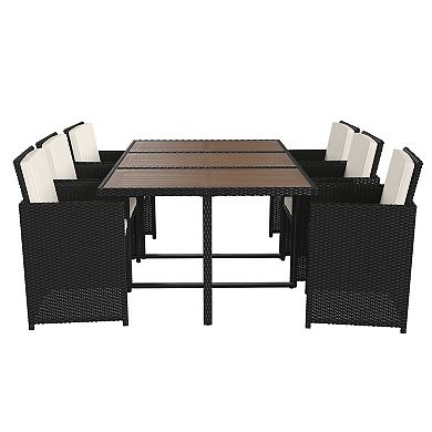 Taylor & Logan Somerville 7 Piece Patio Dining Table Set, Modular Black ...