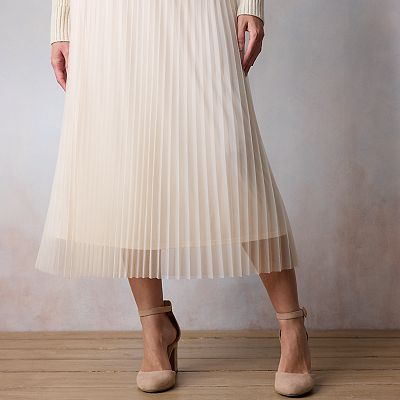 Women's LC Lauren Conrad Tulle Pleated Pull-On Midi Skirt