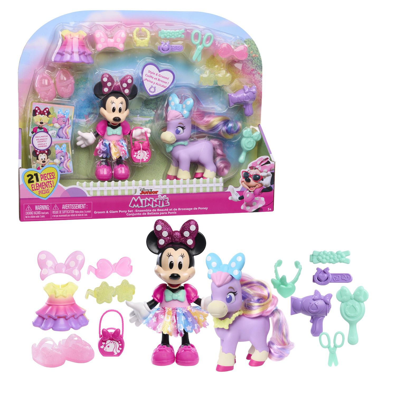 Детские куклы Disney Junior Minnie Mouse Groom & Glam Pony Set — фото 2