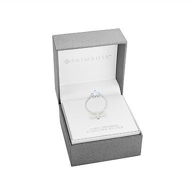 PRIMROSE Sterling Silver Cubic Zirconia & Moonstone Cluster Ring