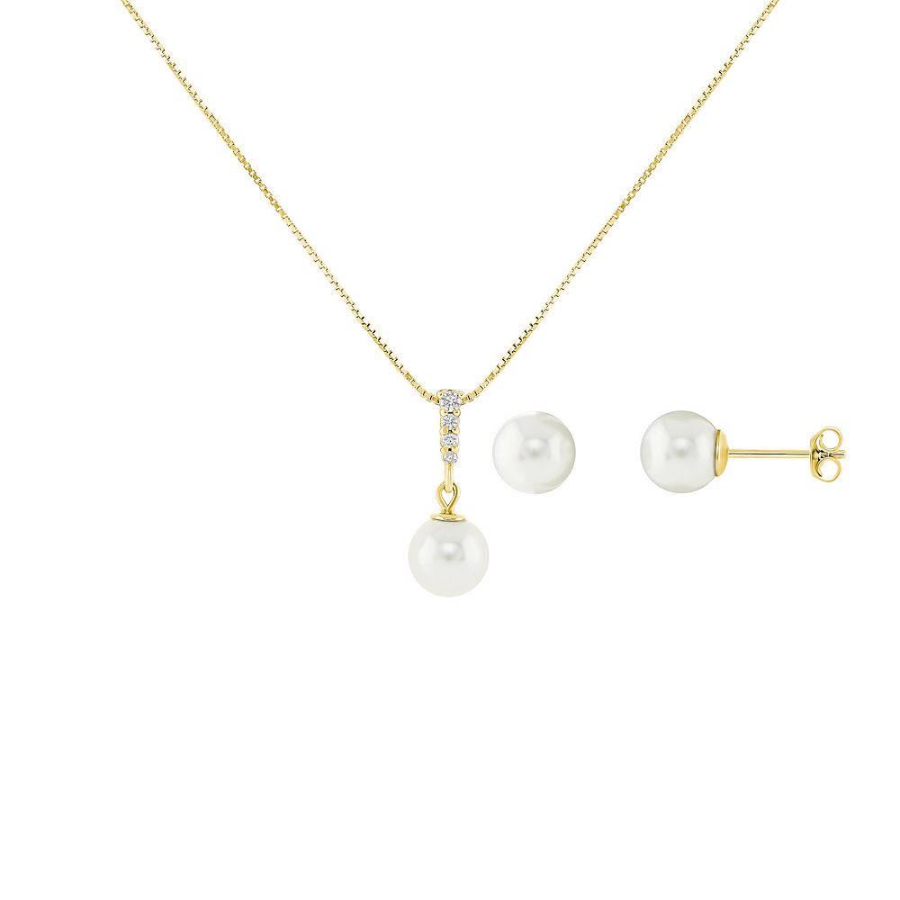 Dreamz Shiny Light Gold Pearl Necklace Set - Jewelry For 11.5" Fashion Dolls