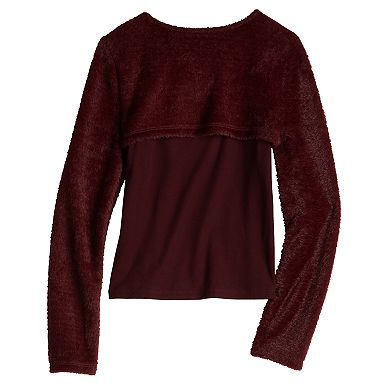 Girls 6-20 SO® Cozy Shrug Twofer Long Sleeve Top in Regular & Plus Size