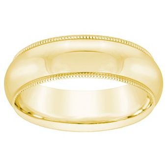 Alyson Layne Men's 18k Gold Milgrain Comfort Fit Wedding Band