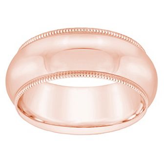 Alyson Layne Men's 18k Rose Gold Milgrain Comfort Fit Wedding Band