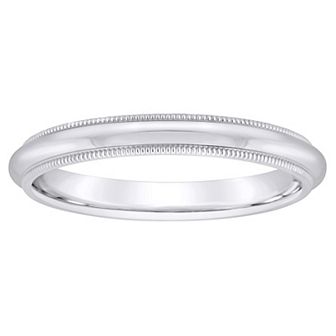 Alyson Layne Men's Platinum Milgrain Comfort Fit Wedding Band
