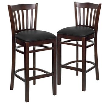 Emma And Oliver 2 Pack Vertical Slat Back Wooden Restaurant Barstool