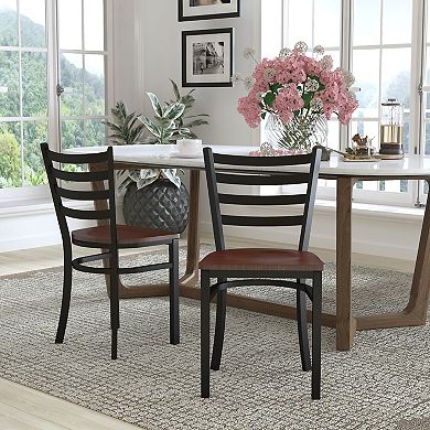 Emma And Oliver 2 Pack Ladder Back Metal Restaurant Chair
