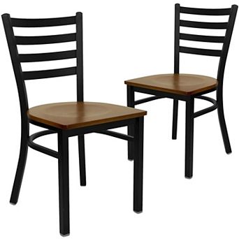 Emma And Oliver 2 Pack Ladder Back Metal Restaurant Chair
