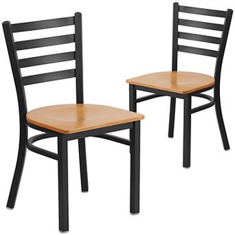 Emma And Oliver 2 Pack Ladder Back Metal Restaurant Chair