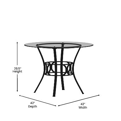 Emma and Oliver 42" Round Glass Dining Table with Metal Frame