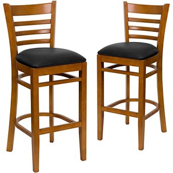 Emma And Oliver Bar Stools - set Of 2 Wood Bar Stools With Back