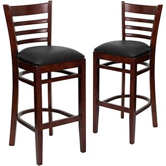 Emma And Oliver Bar Stools - set Of 2 Wood Bar Stools With Back