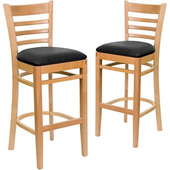 Emma And Oliver Bar Stools - set Of 2 Wood Bar Stools With Back