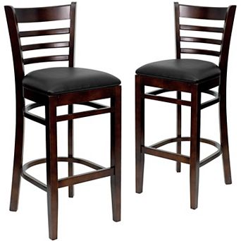 Emma And Oliver Bar Stools - set Of 2 Wood Bar Stools With Back
