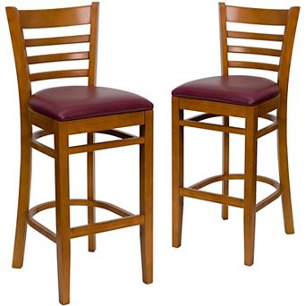Emma And Oliver Bar Stools - set Of 2 Wood Bar Stools With Back