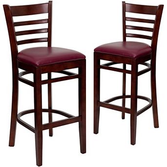 Emma And Oliver Bar Stools - set Of 2 Wood Bar Stools With Back