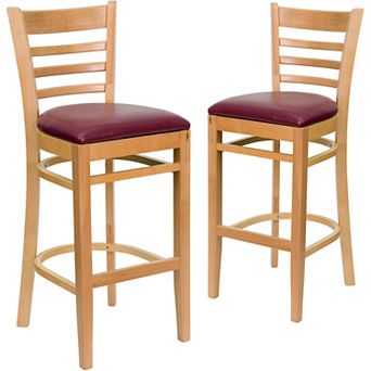 Emma And Oliver Bar Stools - set Of 2 Wood Bar Stools With Back