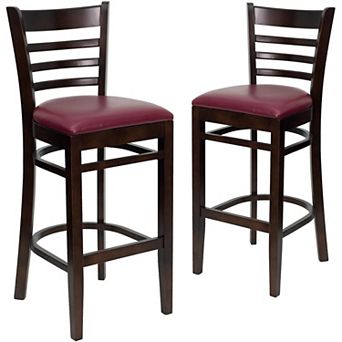 Emma And Oliver Bar Stools - set Of 2 Wood Bar Stools With Back