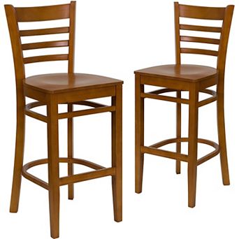 Emma And Oliver Bar Stools - set Of 2 Wood Bar Stools With Back
