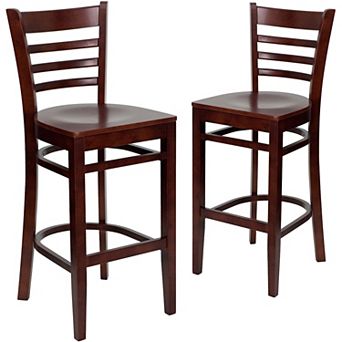 Emma And Oliver Bar Stools - set Of 2 Wood Bar Stools With Back