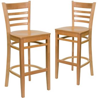Emma And Oliver Bar Stools - set Of 2 Wood Bar Stools With Back