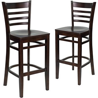 Emma And Oliver Bar Stools - set Of 2 Wood Bar Stools With Back