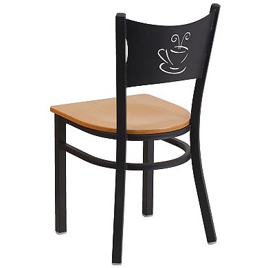 Emma And Oliver 2 Pack Coffee Back Metal Restaurant Chair